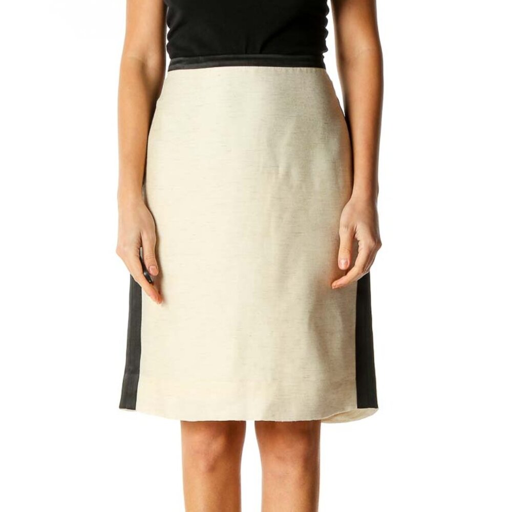 J.crew Beige Colorblock Semiformal A-Line Skirt - Picture 1 of 3